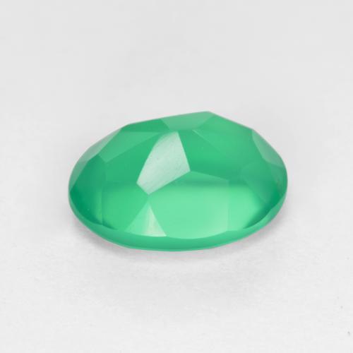 Agate vert naturelle coupe ovale, 1,12 ct, translucide