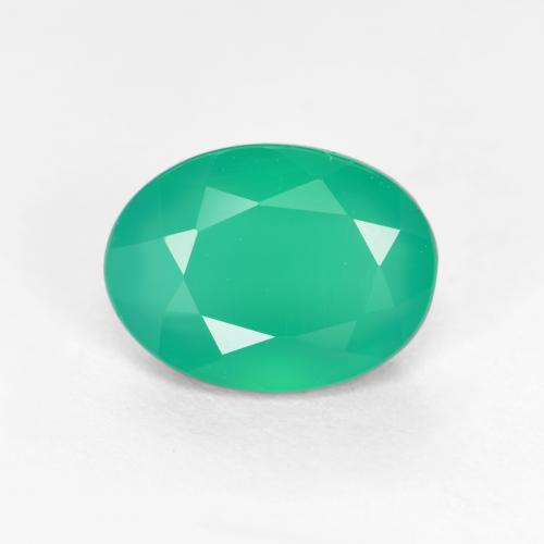 Agate vert naturelle coupe ovale, 1,03 ct, translucide
