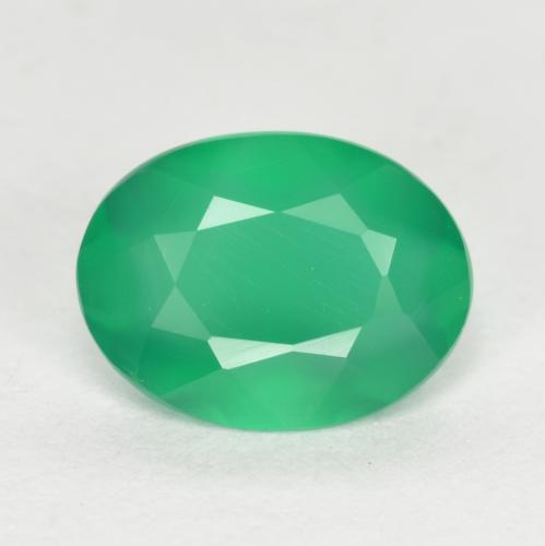 Agate vert naturelle coupe ovale, 1,04 ct, translucide
