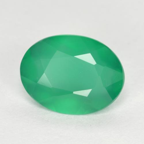 Agate vert naturelle coupe ovale, 1,04 ct, translucide