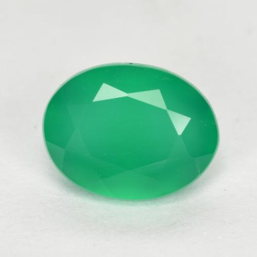 Agate vert naturelle coupe ovale, 1,15 ct, translucide