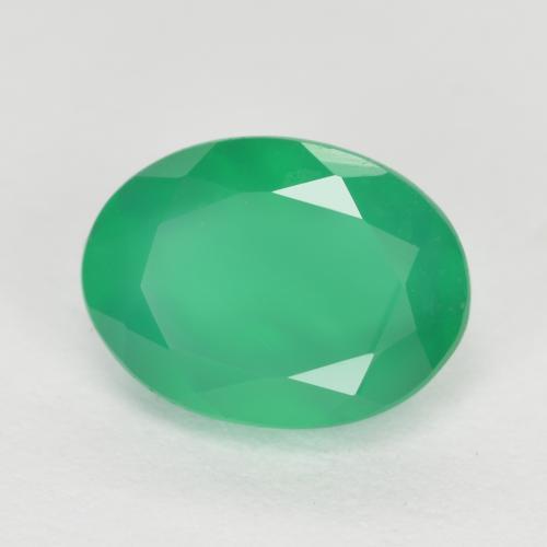 Agate vert naturelle coupe ovale, 1,15 ct, translucide