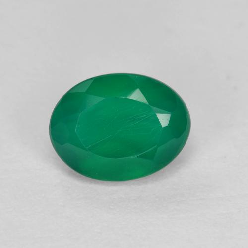 Agate vert naturelle coupe ovale, 1,04 ct, translucide