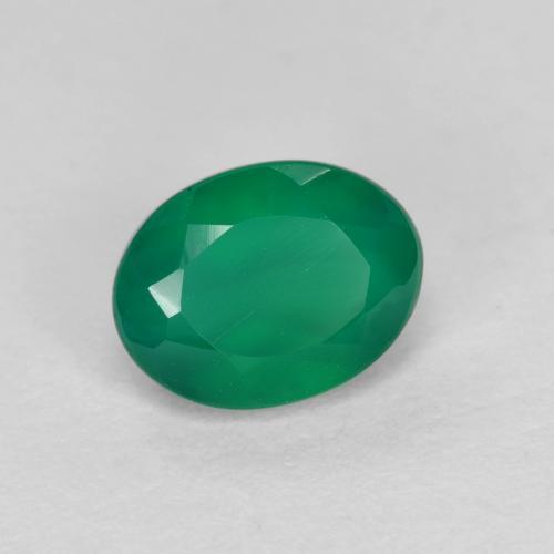 Agate vert naturelle coupe ovale, 1,04 ct, translucide
