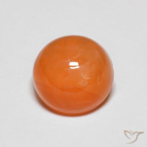 Agate orange naturelle coupe roude, 1,39 ct, translucide
