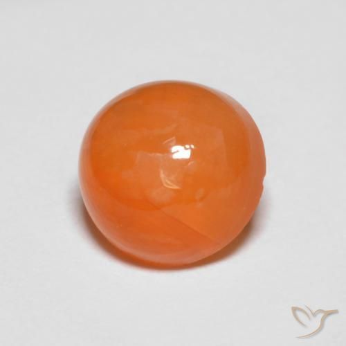 Agate orange naturelle coupe roude, 1,39 ct, translucide