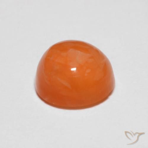 Agate orange naturelle coupe roude, 1,39 ct, translucide