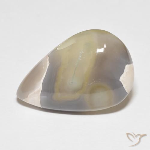 26.97ct Naturel Blanc multicolore Agate, En forme de poire, Opaque
