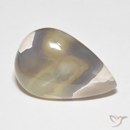 Agate Blanc multicolore naturelle En forme de poire, 26.97 ct, Opaque