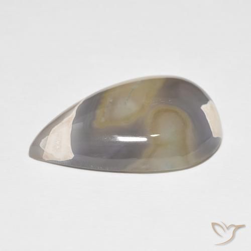 Agate Blanc multicolore naturelle En forme de poire, 26.97 ct, Opaque