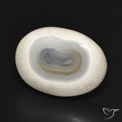 Agate Blanc multicolore naturelle ovale, 21.41 ct, Opaque