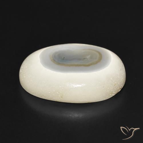 Agate Blanc multicolore naturelle ovale, 21.41 ct, Opaque