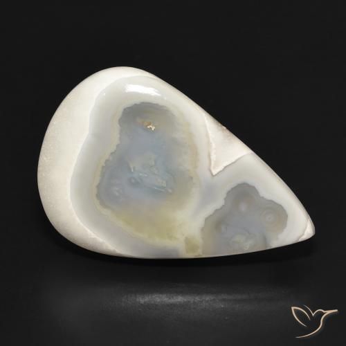 Agate Blanc multicolore naturelle En forme de poire, 31.41 ct, Opaque