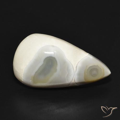 Agate Blanc multicolore naturelle En forme de poire, 18.68 ct, Opaque