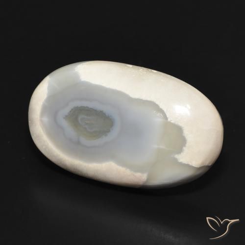 Agate Blanc multicolore naturelle ovale, 24.26 ct, Opaque