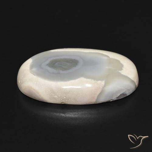 Agate Blanc multicolore naturelle ovale, 24.26 ct, Opaque