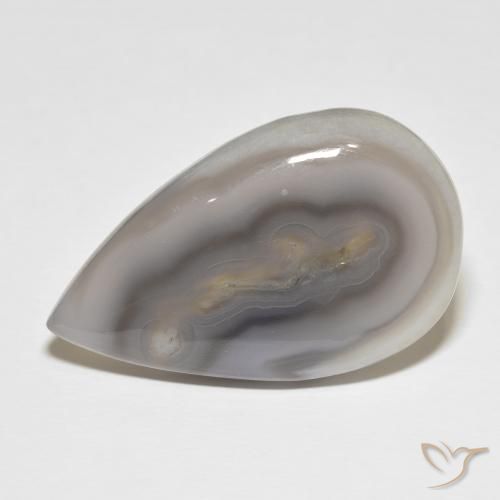 Agate Blanc multicolore naturelle En forme de poire, 33.88 ct, Opaque