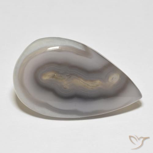 Agate Blanc multicolore naturelle En forme de poire, 33.88 ct, Opaque