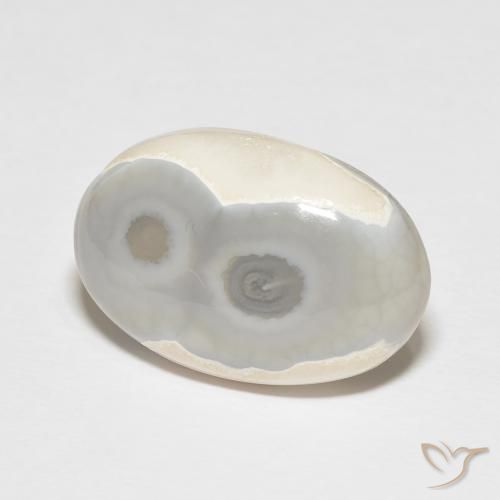 Agate Blanc multicolore naturelle ovale, 18.84 ct, Opaque