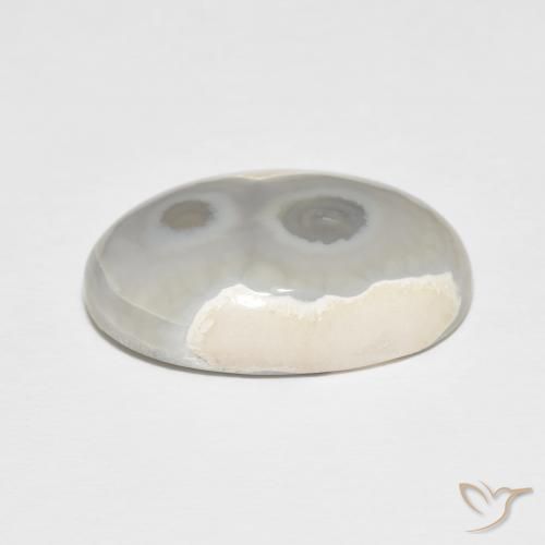 Agate Blanc multicolore naturelle ovale, 18.84 ct, Opaque