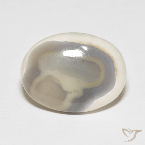 13.26ct Naturel Blanc multicolore Agate, ovale, Opaque