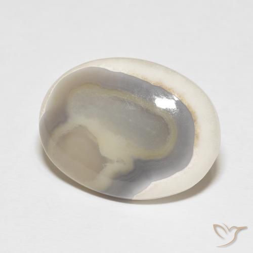Agate Blanc multicolore naturelle ovale, 13.26 ct, Opaque