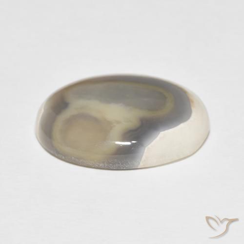 Agate Blanc multicolore naturelle ovale, 13.26 ct, Opaque