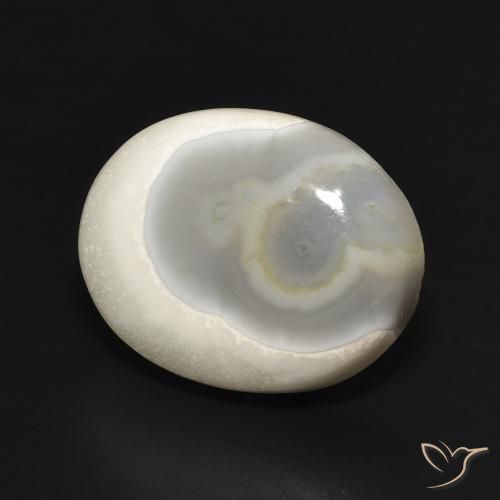 Agate Blanc multicolore naturelle ovale, 14.96 ct, Opaque