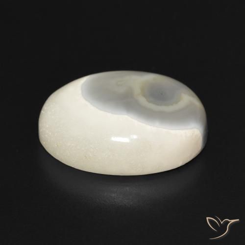 Agate Blanc multicolore naturelle ovale, 14.96 ct, Opaque