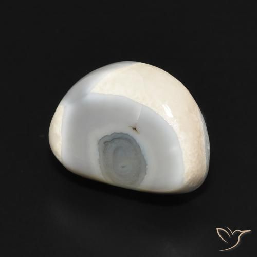 Agate Blanc multicolore naturelle Fantaisie, 6.67 ct, Opaque