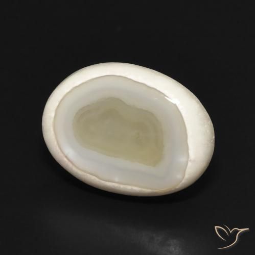 Agate Blanc multicolore naturelle ovale, 8.72 ct, Opaque