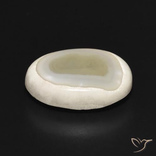Agate Blanc multicolore naturelle ovale, 8.72 ct, Opaque