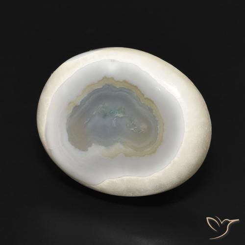 Agate Blanc multicolore naturelle ovale, 20.05 ct, Opaque