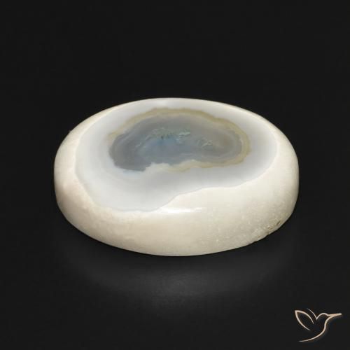 Agate Blanc multicolore naturelle ovale, 20.05 ct, Opaque