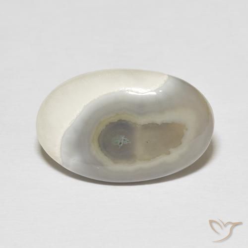 11.57ct Naturel White Cream Agate, ovale, Opaque