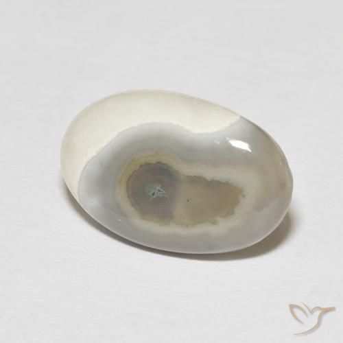 Agate White Cream naturelle ovale, 11.57 ct, Opaque
