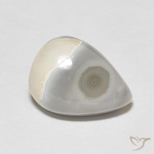Agate Blanc chaud naturelle En forme de poire, 8.53 ct, Opaque