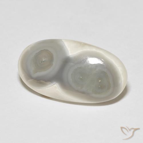 Agate Blanc crème naturelle ovale, 16.39 ct, Opaque