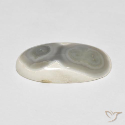 Agate Blanc crème naturelle ovale, 16.39 ct, Opaque