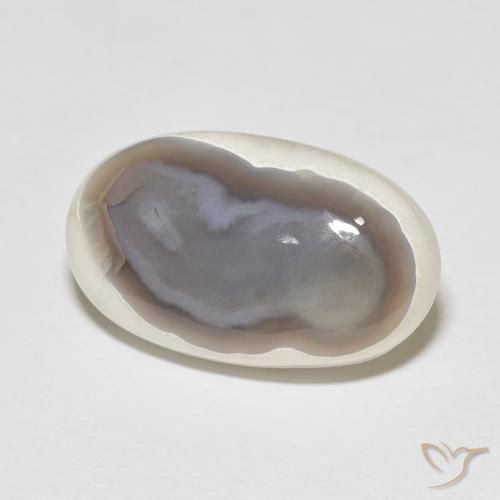 Agate Blanc multicolore naturelle ovale, 22.38 ct, Opaque