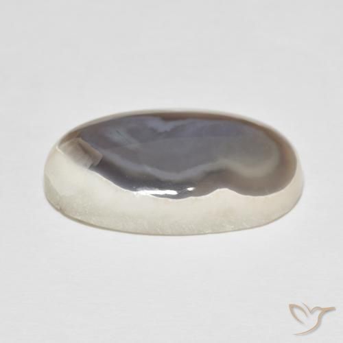 Agate Blanc multicolore naturelle ovale, 22.38 ct, Opaque
