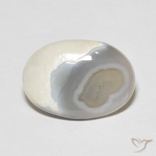 8.92ct Naturel Blanc multicolore Agate, ovale, Opaque, Photo A