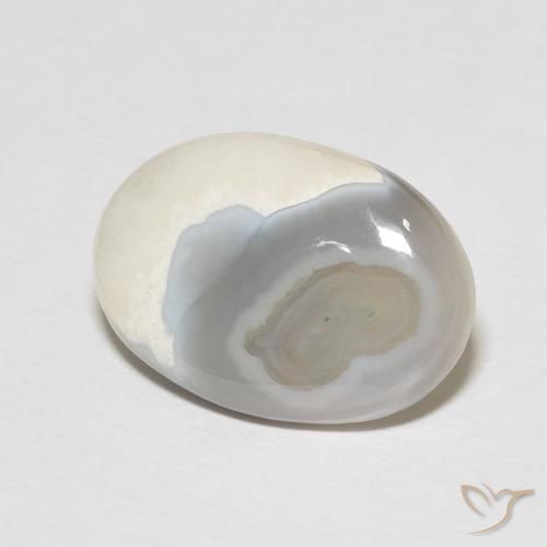 Agate Blanc multicolore naturelle ovale, 8.92 ct, Opaque