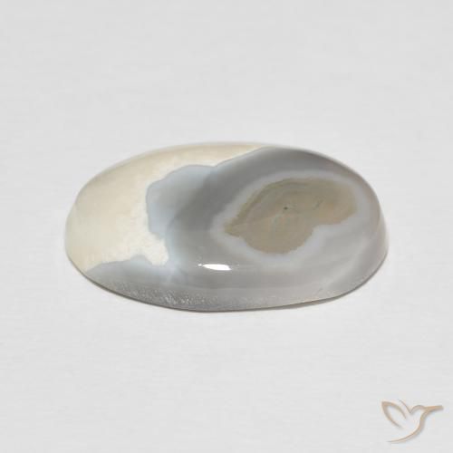 Agate Blanc multicolore naturelle ovale, 8.92 ct, Opaque