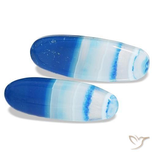 Shop natural 31.70ct Bleu multicolore Agate gems, Coupe ovale, from Namibie at GemSelect. In stock, global shipping!