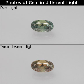 Alexandrite multicolore naturelle coupe ovale, 0,37 ct, VVS-VS
