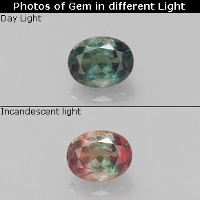 Alexandrite multicolore naturelle coupe ovale, 0,23 ct, VS