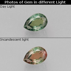 Alexandrite multicolore naturelle en forme de poire, 0,27 ct, VS