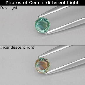 Alexandrite Vert rouge naturelle Coupe roude, 0.27 ct, VVS-VS