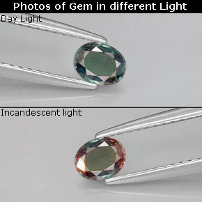 Alexandrite multicolore naturelle coupe ovale, 0,34 ct, VVS-VS